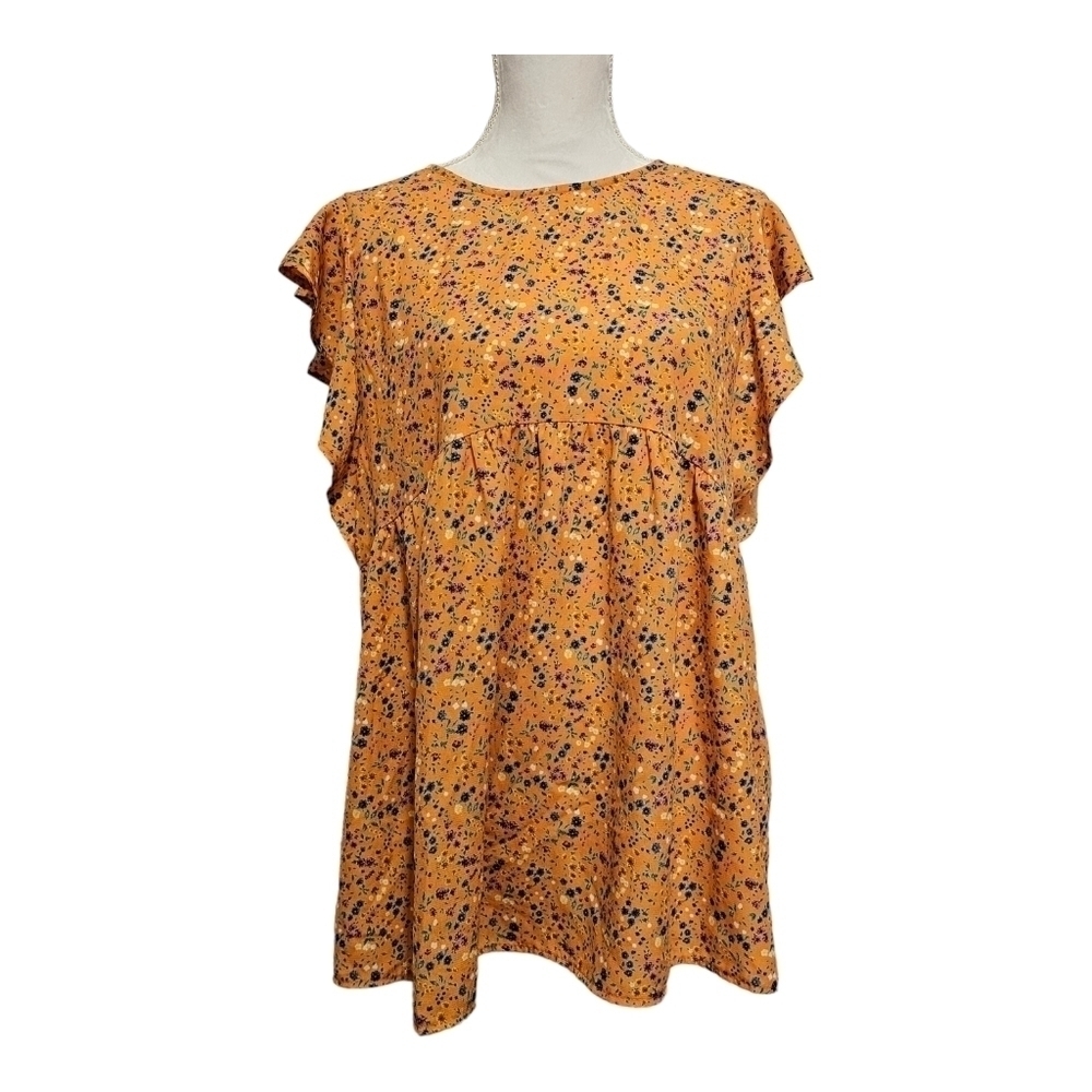 Ces Femme Flutter Cute And Comfy Floral Top Size L